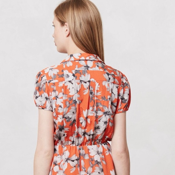 Anthropologie Maeve Vibrant Orange and Colorful Floral Patterned Dress Size 6 - Picture 8 of 8